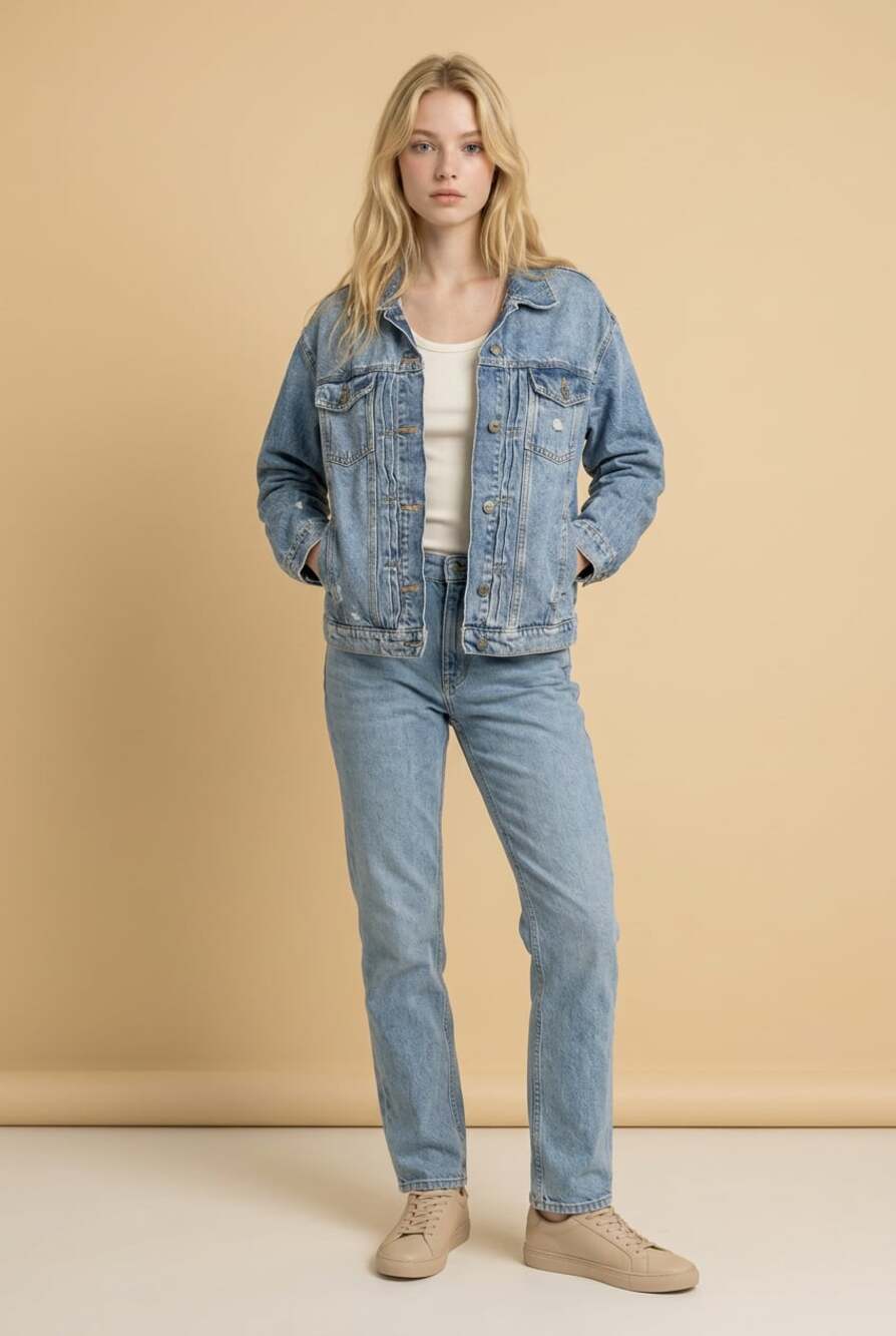Old Navy Women's Acid Wash Denim Trucker Jacket, Size XL